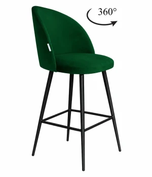 Hoker Colin krzesło barowe tkanina Welur podstawa metalowa : Kolor nogi - Czarna stożek, Kolor tkaniny - VELVET - MG25, Typ siedziska - Siedzisko obrotowe 360°