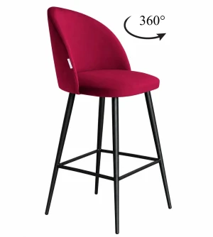Hoker Colin krzesło barowe tkanina Welur podstawa metalowa : Kolor nogi - Czarna stożek, Kolor tkaniny - VELVET - MG31, Typ siedziska - Siedzisko obrotowe 360°