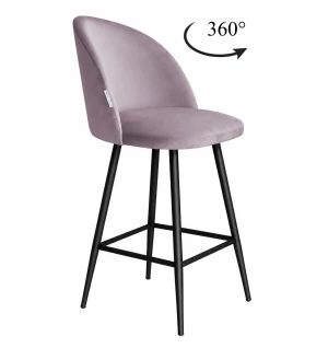 Hoker Colin krzesło barowe tkanina Welur podstawa metalowa : Kolor nogi - Czarna stożek, Kolor tkaniny - VELVET - MG55, Typ siedziska - Siedzisko obrotowe 360°