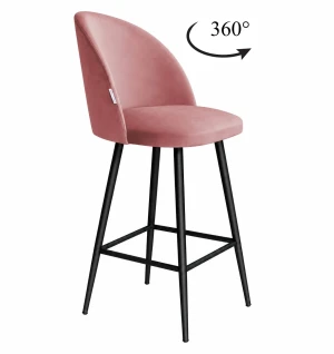 Hoker Colin krzesło barowe tkanina Welur podstawa metalowa : Kolor nogi - Czarna stożek, Kolor tkaniny - VELVET - MG58, Typ siedziska - Siedzisko obrotowe 360°