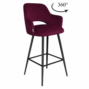 Hoker obrotowy 360° krzesło barowe Milano noga metalowa czarna MG02