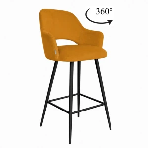 Hoker Milano krzesło barowe tkanina Welur podstawa metalowa : Kolor nogi - Czarna stożek, Kolor tkaniny - VELVET - MG15, Typ siedziska - Siedzisko obrotowe 360°
