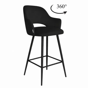 Hoker Milano krzesło barowe tkanina Welur podstawa metalowa : Kolor nogi - Czarna stożek, Kolor tkaniny - VELVET - MG19, Typ siedziska - Siedzisko obrotowe 360°