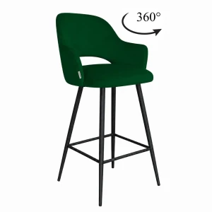 Hoker Milano krzesło barowe tkanina Welur podstawa metalowa : Kolor nogi - Czarna stożek, Kolor tkaniny - VELVET - MG25, Typ siedziska - Siedzisko obrotowe 360°