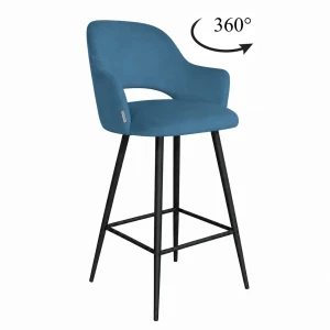 Hoker Milano krzesło barowe tkanina Welur podstawa metalowa : Kolor nogi - Czarna stożek, Kolor tkaniny - VELVET - MG33, Typ siedziska - Siedzisko obrotowe 360°