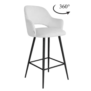 Hoker Milano krzesło barowe tkanina Welur podstawa metalowa : Kolor nogi - Czarna stożek, Kolor tkaniny - VELVET - MG39, Typ siedziska - Siedzisko obrotowe 360°