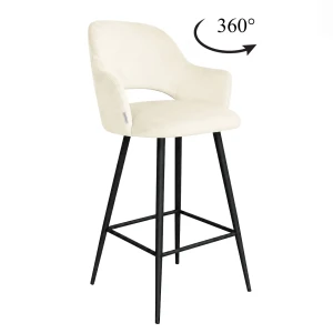 Hoker Milano krzesło barowe tkanina Welur podstawa metalowa : Kolor nogi - Czarna stożek, Kolor tkaniny - VELVET - MG50, Typ siedziska - Siedzisko obrotowe 360°