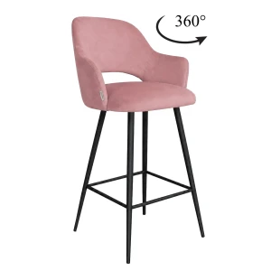 Hoker Milano krzesło barowe tkanina Welur podstawa metalowa : Kolor nogi - Czarna stożek, Kolor tkaniny - VELVET - MG58, Typ siedziska - Siedzisko obrotowe 360°