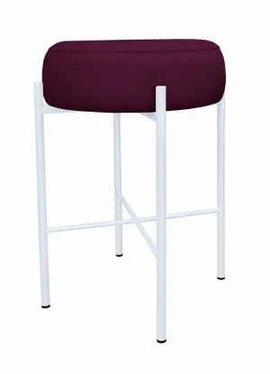 Hoker Pola krzesło barowe podstawa metalowa Tkanina Welur : Kolor Stelaża - Biały, Kolor tkaniny - VELVET - MG02, Typ tkaniny - Velvet