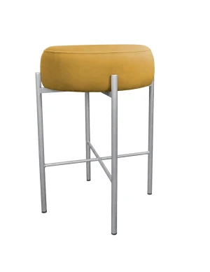 Hoker Pola krzesło barowe podstawa metalowa Tkanina Welur : Kolor Stelaża - Szary, Kolor tkaniny - VELVET - MG15, Typ tkaniny - Velvet