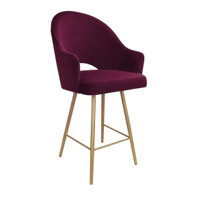 Hoker Velvet krzesło barowe tkanina Welur podstawa metalowa : Kolor nogi - Złota stożek, Kolor tkaniny - VELVET - MG02, Typ siedziska - Siedzisko stałe