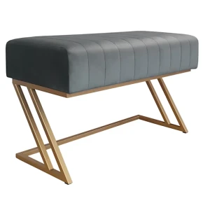 Ławka ZETA tkanina Welur loft ławka metal : Kolor Stelaża - Złoty, Kolor tkaniny - VELVET - BL14, Typ tkaniny - Velvet