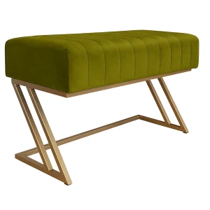 Ławka ZETA tkanina Welur loft ławka metal : Kolor Stelaża - Złoty, Kolor tkaniny - VELVET - BL75, Typ tkaniny - Velvet