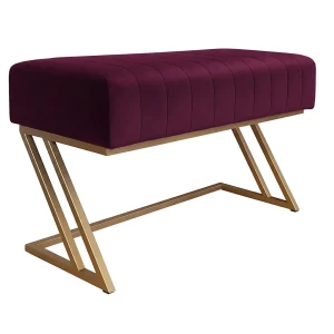 Ławka ZETA tkanina Welur loft ławka metal : Kolor Stelaża - Złoty, Kolor tkaniny - VELVET - MG02, Typ tkaniny - Velvet