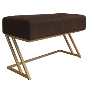 Ławka ZETA tkanina Welur loft ławka metal : Kolor Stelaża - Złoty, Kolor tkaniny - VELVET - MG05, Typ tkaniny - Velvet