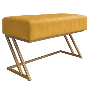 Ławka ZETA tkanina Welur loft ławka metal : Kolor Stelaża - Złoty, Kolor tkaniny - VELVET - MG15, Typ tkaniny - Velvet
