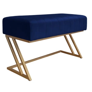 Ławka ZETA tkanina Welur loft ławka metal : Kolor Stelaża - Złoty, Kolor tkaniny - VELVET - MG16, Typ tkaniny - Velvet