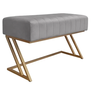 Ławka ZETA tkanina Welur loft ławka metal : Kolor Stelaża - Złoty, Kolor tkaniny - VELVET - MG17, Typ tkaniny - Velvet