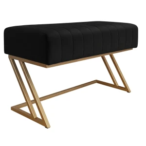 Ławka ZETA tkanina Welur loft ławka metal : Kolor Stelaża - Złoty, Kolor tkaniny - VELVET - MG19, Typ tkaniny - Velvet