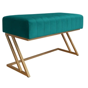Ławka ZETA tkanina Welur loft ławka metal : Kolor Stelaża - Złoty, Kolor tkaniny - VELVET - MG20, Typ tkaniny - Velvet