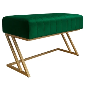 Ławka ZETA tkanina Welur loft ławka metal : Kolor Stelaża - Złoty, Kolor tkaniny - VELVET - MG25, Typ tkaniny - Velvet