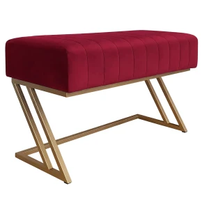 Ławka ZETA tkanina Welur loft ławka metal : Kolor Stelaża - Złoty, Kolor tkaniny - VELVET - MG31, Typ tkaniny - Velvet