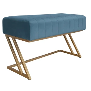 Ławka ZETA tkanina Welur loft ławka metal : Kolor Stelaża - Złoty, Kolor tkaniny - VELVET - MG33, Typ tkaniny - Velvet