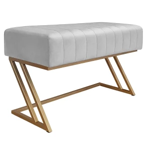 Ławka ZETA tkanina Welur loft ławka metal : Kolor Stelaża - Złoty, Kolor tkaniny - VELVET - MG39, Typ tkaniny - Velvet