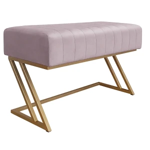 Ławka ZETA tkanina Welur loft ławka metal : Kolor Stelaża - Złoty, Kolor tkaniny - VELVET - MG55, Typ tkaniny - Velvet