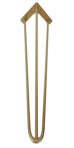 Metalowa noga Hairpin fi10 trzy pręty H71cm złota