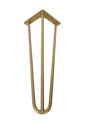 Metalowa noga Hairpin fi10 trzy pręty H41cm złota