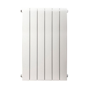 Grzejnik aluminiowy Alliance 600, Szerokość - 240 mm, Zestaw termostatyczny - Wariant kątowy - biały