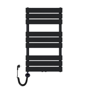 Grzejnik łazienkowy elektryczny Mila 900x500 czarny, Szerokość - 500 mm, Grzałka elektryczna - Czarna 600 w