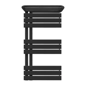 Grzejnik łazienkowy Sophia 0890x500 czarny z półką, Grzałka elektryczna - Czarna 600 w, Adapter do grzejnika wodno-elektrycznego - Z adapterem