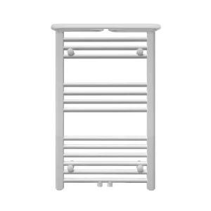Grzejnik łazienkowy TRM 800 biały z półką grzewczą, Szerokość - 500 mm, Grzałka elektryczna - Biała 600 w