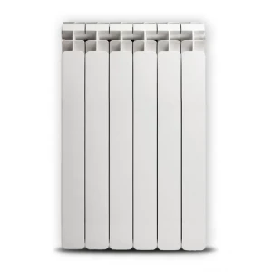 Grzejnik aluminiowy Alba 600, Szerokość - 320 mm, Zestaw termostatyczny - Wariant kątowy - biały