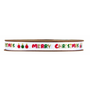 wstążka FUNNY MERRY XMAS 10mm*20m WHITE