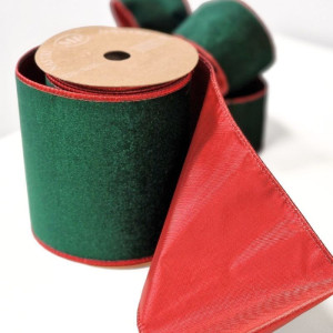 wstążka VELVET XMAS 140mm*10m DARK GREEN