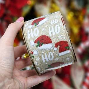 wstążka HO HO HO 63mm*10m