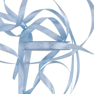 wstążka satynowa BABY BOY 12mm*25m SKY BLUE/WHITE
