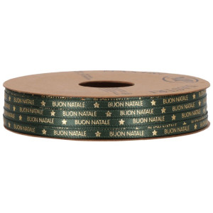 wstążka BUON NATALE 4mm*25m DARK GREEN