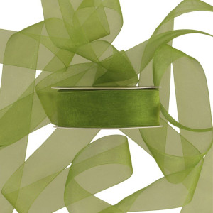 wstążka organzowa 40mm*50m OLIVE GREEN
