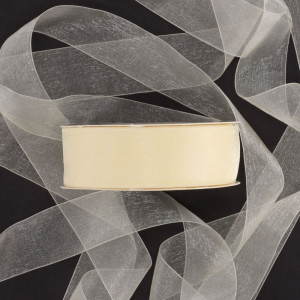 wstążka organzowa 40mm*50m LIGHT CREAM