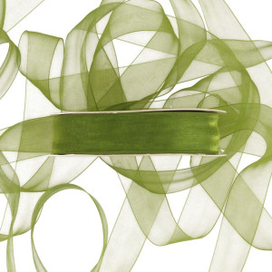 wstążka organzowa 25mm*50m OLIVE GREEN