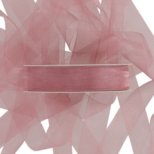 wstążka organzowa 25mm*50m OLD PINK
