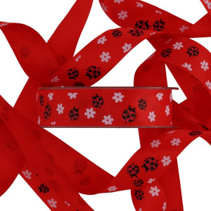 wstążka LADYBUGS 25mm*20m RED