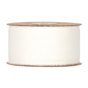 wstążka bawełna szarpana 5cm*10m white