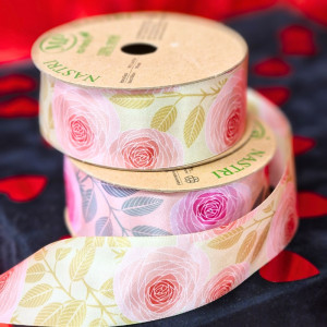 wstążka RPET ROMANTIC ROSES 40mm*15m ECRU