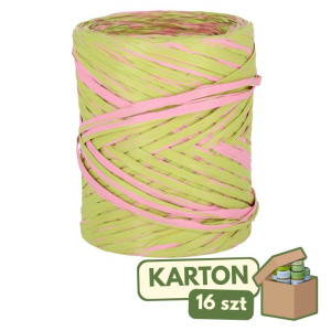 16szt rafia syntetyczna 1cm*200m seledynowo-różowa