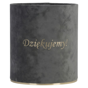flowerbox Dziękujemy wys:14 szer:12 welur ciemnoszary